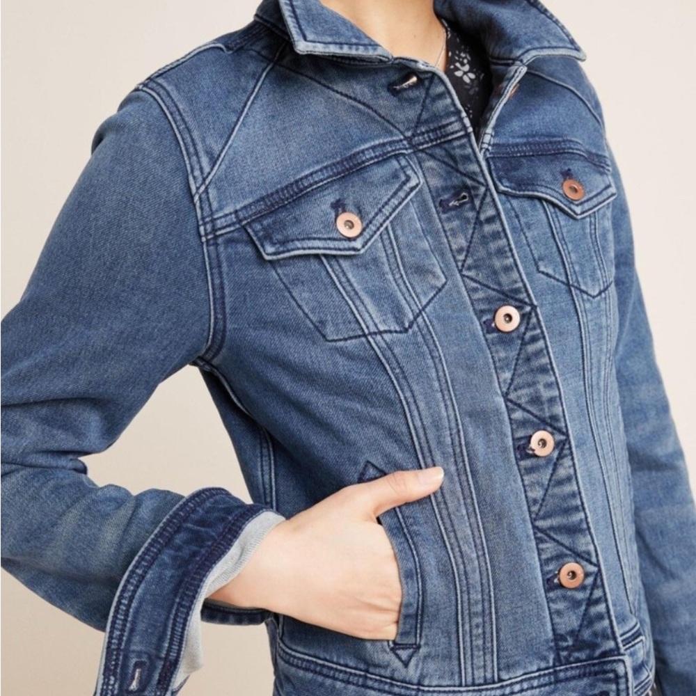 Anthropologie Pilcro and The Letterpress Blue Jean Cropped Denim Jacket